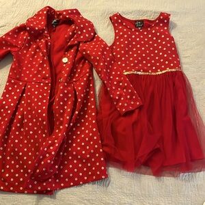 Used Red and gold Formal dress with matching coat.
